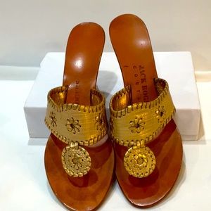 Jack Rogers Couture Gold Wedge Sandals EUC